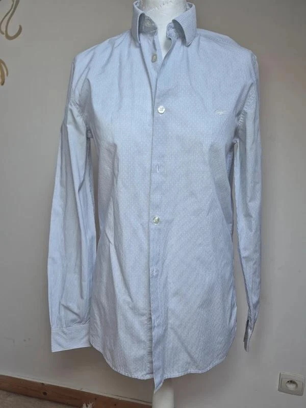Lacoste chemise rayée bleu clair Slim Fit FR38